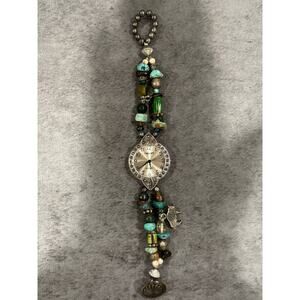 Cassatt watch with turquoise and green charms with 925 charms 8” needs battery